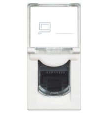 Розетка компьютерная RJ45 cat5e UTPE - 1 модуль. Цвет Белый. Bticino серия CLASSIA. RW4279C5E