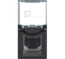 Розетка компьютерная RJ45 cat6a STP - 1 модуль. Цвет Чёрный. Bticino серия CLASSIA. RG4279C6AS