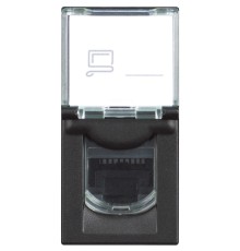 Розетка компьютерная RJ45 cat6a STP - 1 модуль. Цвет Чёрный. Bticino серия CLASSIA. RG4279C6AS