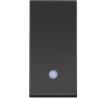 Выключатель одноклавишный 10А с подсветкой - 1 модуль. Цвет Чёрный. Bticino серия CLASSIA. RG4001L