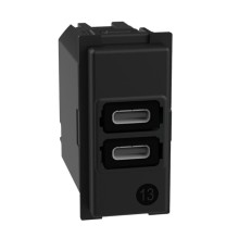 Механизм зарядного устройства USB 2 разъёма тип - C/C 15 Вт/3000мА 1 модуль. Bticino серия Living Now. K4191CC