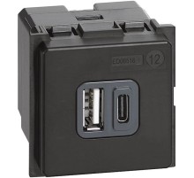 Механизм зарядного устройства USB тип - A/тип - С 3000мА 2 модуля. Bticino серия Living Now. K4287C2