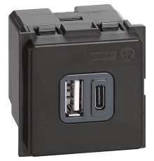Механизм зарядного устройства USB тип - A/тип - С 3000мА 2 модуля. Bticino серия Living Now. K4287C2
