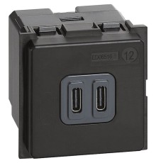 Механизм зарядного устройства USB тип - С/тип - С 3000мА 2 модуля. Bticino серия Living Now. K4286C2