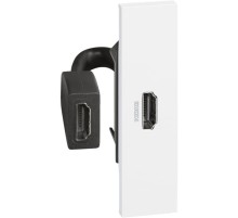 Розетка HDMI с предварительным подключением 1 модуль. Цвет Белый. Bticino серия Living Now. K4284P+KW14