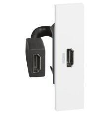 Розетка HDMI с предварительным подключением 1 модуль. Цвет Белый. Bticino серия Living Now. K4284P+KW14