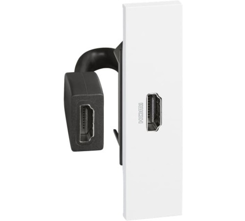 Розетка HDMI с предварительным подключением 1 модуль. Цвет Белый. Bticino серия Living Now. K4284P+KW14