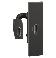 Розетка HDMI с предварительным подключением 1 модуль. Цвет Чёрный. Bticino серия Living Now. K4284P+KG14