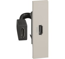 Розетка HDMI с предварительным подключением 1 модуль. Цвет Песочный. Bticino серия Living Now. K4284P+KM14