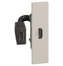 Розетка HDMI с предварительным подключением 1 модуль. Цвет Песочный. Bticino серия Living Now. K4284P+KM14