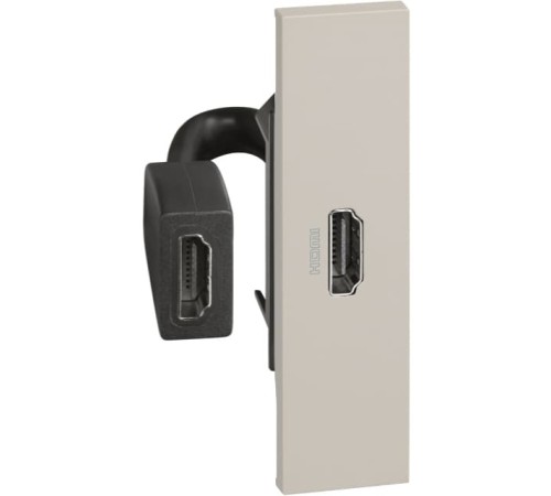 Розетка HDMI с предварительным подключением 1 модуль. Цвет Песочный. Bticino серия Living Now. K4284P+KM14