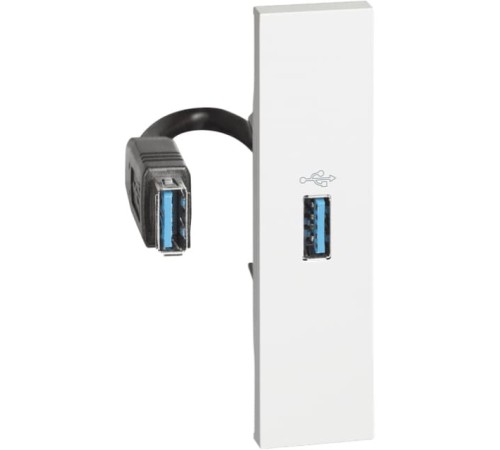 Розетка USB для передачи данных с разъёмом 1 модуль. Цвет Белый. Bticino серия Living Now. K4285P+KW10P