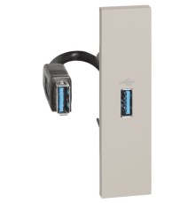 Розетка USB для передачи данных с разъёмом 1 модуль. Цвет Песочный. Bticino серия Living Now. K4285P+KM10P