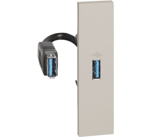 Розетка USB для передачи данных с разъёмом 1 модуль. Цвет Песочный. Bticino серия Living Now. K4285P+KM10P