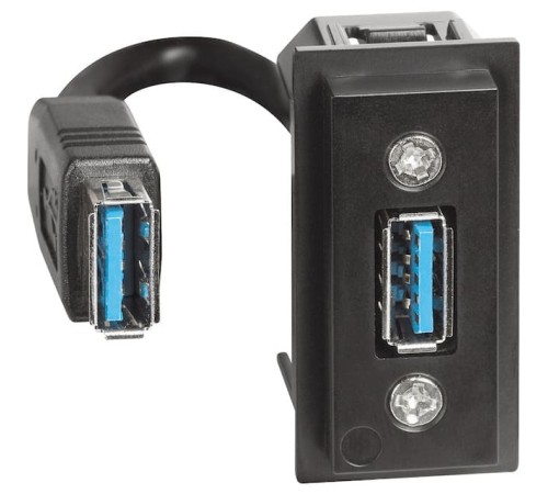 Розетка USB для передачи данных с разъёмом 1 модуль. Цвет Песочный. Bticino серия Living Now. K4285P+KM10P