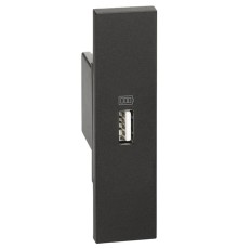 Розетка зарядное устройство USB тип - А 1500мА 1 модуль. Цвет Чёрный. Bticino серия Living Now. K4285C1+KG10C