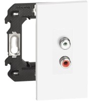 Розетка акустическая с разъёмами RCA 2 канала 2 модуля. Цвет Белый. Bticino серия Living Now. K4702+KW4269R+K4949+K4949+KW07M2