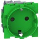 Розетка электрическая 2К+З 16А винтовые клеммы 2 модуля. Цвет Зелёный. Bticino серия Living Now. K4702+KV4141+KV04