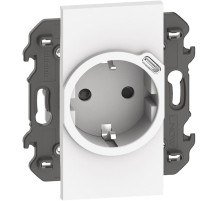 Розетка электрическая с USB зарядкой 2R+З/USB тип C ~250В 16А/=5В 1.5А автоматические клеммы 2 модуля. Цвет Белый. Bticino серия Living Now. KW4141USB+KW63