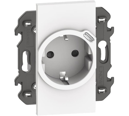 Розетка электрическая с USB зарядкой 2R+З/USB тип C ~250В 16А/=5В 1.5А автоматические клеммы 2 модуля. Цвет Белый. Bticino серия Living Now. KW4141USB+KW63