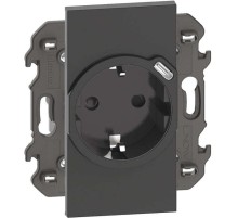 Розетка электрическая с USB зарядкой 2R+З/USB тип C ~250В 16А/=5В 1.5А автоматические клеммы 2 модуля. Цвет Чёрный. Bticino серия Living Now. KG4141USB+KG63