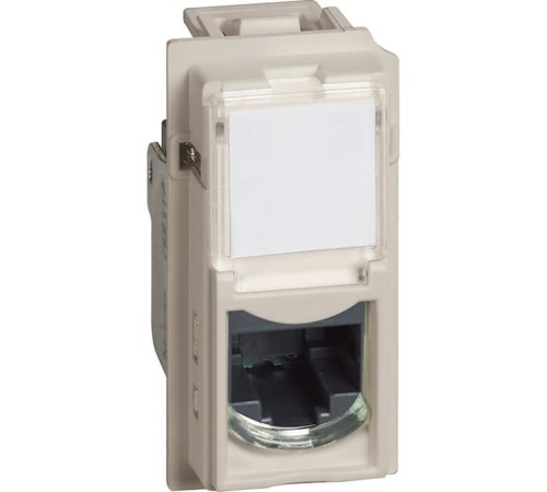 Розетка компьютерная 2 разъёма RJ45 cat5e UTP 2 модуля. Цвет Песочный. Bticino серия Living Now. K4702+KM4279C5E+KM4279C5E+KM07+KM07
