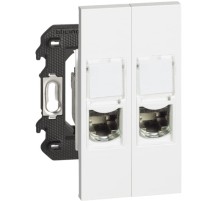 Розетка компьютерная 2 разъёма RJ45 cat6a STP 2 модуля. Цвет Белый. Bticino серия Living Now. K4702+KW4279C6AS+KW4279C6AS+KW07+KW07