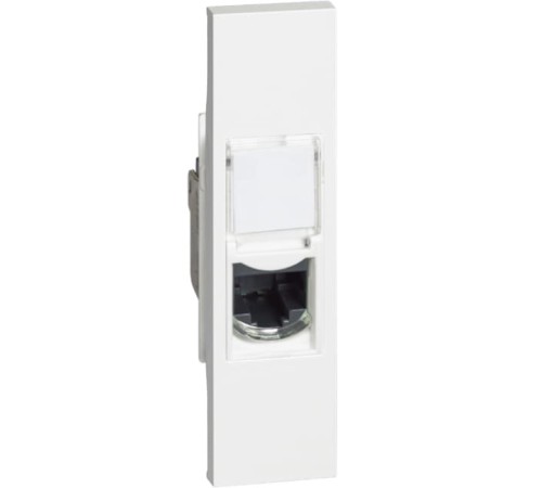 Розетка компьютерная RJ45 cat5e UTP 1 модуль. Цвет Белый. Bticino серия Living Now. KW4279C5E+KW07