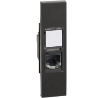 Розетка компьютерная RJ45 cat5e UTP 1 модуль. Цвет Чёрный. Bticino серия Living Now. KG4279C5E+KG07
