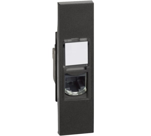 Розетка компьютерная RJ45 cat5e UTP 1 модуль. Цвет Чёрный. Bticino серия Living Now. KG4279C5E+KG07