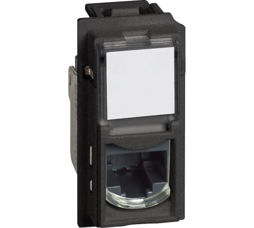 Розетка компьютерная RJ45 cat5e UTP 1 модуль. Цвет Чёрный. Bticino серия Living Now. KG4279C5E+KG07