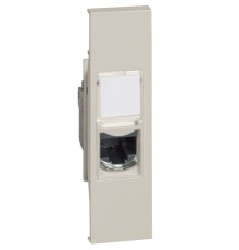 Розетка компьютерная RJ45 cat5e UTP 1 модуль. Цвет Песочный. Bticino серия Living Now. KM4279C5E+KM07
