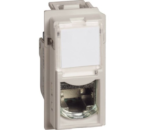 Розетка компьютерная RJ45 cat6 STP 1 модуль. Цвет Песочный. Bticino серия Living Now. KM4279C6S+KM07