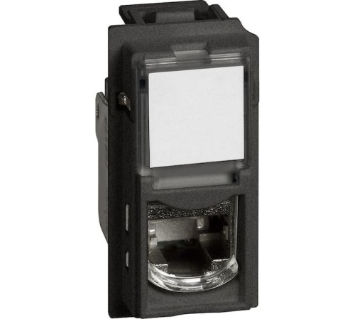 Розетка компьютерная RJ45 cat6 STP 2 модуля. Цвет Чёрный. Bticino серия Living Now. K4702+KG4279C6S+K4949+K4949+KG07M2