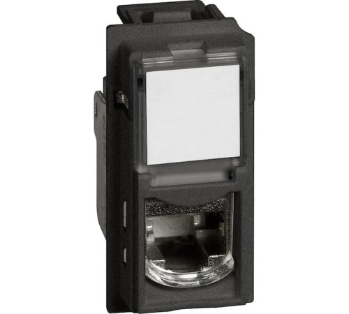 Розетка компьютерная RJ45 cat6a STP 2 модуля. Цвет Чёрный. Bticino серия Living Now. K4702+KG4279C6AS+K4949+K4949+KG07M2