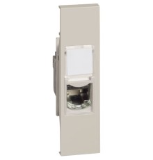 Розетка компьютерная RJ45 cat6a UTP 1 модуль. Цвет Песочный. Bticino серия Living Now. KM4279C6A+KM07
