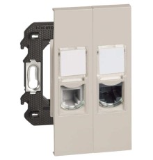 Розетка телефонная/компьютерная RJ11/RJ45 cat5e UTP 2 модуля. Цвет Песочный. Bticino серия Living Now. K4702+KM4258RJ11+KM4279C5E+KM07+KM07