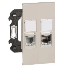 Розетка телефонная/компьютерная RJ11/RJ45 cat6 UTP 2 модуля. Цвет Песочный. Bticino серия Living Now. K4702+KM4258RJ11+KM4279C6+KM07+KM07