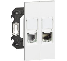 Розетка телефонная/компьютерная RJ11/RJ45 cat6a UTP 2 модуля. Цвет Белый. Bticino серия Living Now. K4702+KW4258RJ11+KW4279C6A+KW07+KW07