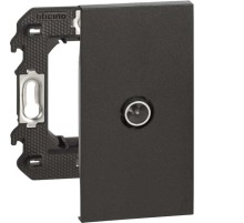 Розетка телевизионная TV проходная 2 модуля. Цвет Чёрный. Bticino серия Living Now. K4702+K4202P14+K4949+K4949+KG08M2