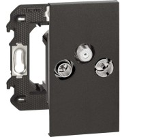 Розетка телевизионная-радио-спутниковая TV-R-SAT 2 модуля. Цвет Чёрный. Bticino серия Living Now. K4702+K4210M2D+KG26M2