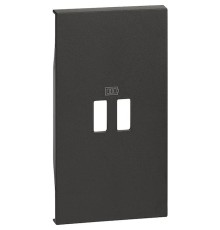 Лицевая панель USB зарядки 2 модуля. Цвет Чёрный. Bticino серия Living Now. KG12C