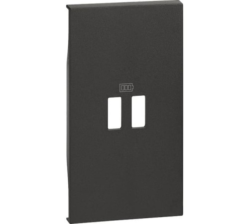 Лицевая панель USB зарядки 2 модуля. Цвет Чёрный. Bticino серия Living Now. KG12C