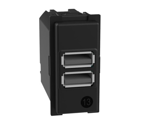 Розетка зарядное устройство USB 2 разъёма тип - A/A 15 Вт/3000мА 1 модуль. Цвет Белый. Bticino серия Living Now. K4191AA+KW13C