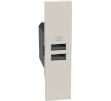 Розетка зарядное устройство USB 2 разъёма тип - A/A 15 Вт/3000мА 1 модуль. Цвет Песочный. Bticino серия Living Now. K4191AA+KM13C