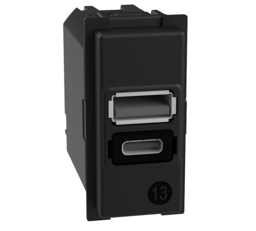 Розетка зарядное устройство USB 2 разъёма тип - A/C 15 Вт/3000мА 1 модуль. Цвет Белый. Bticino серия Living Now. K4191AC+KW13C