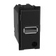 Розетка зарядное устройство USB тип - А 15 Вт/3000мА 1 модуль. Цвет Чёрный. Bticino серия Living Now. K4191A+KG11C