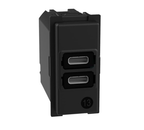 Розетка зарядное устройство USB 2 разъёма тип - C/C 15 Вт/3000мА 1 модуль. Цвет Песочный. Bticino серия Living Now. K4191CC+KM13C