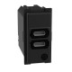 Розетка зарядное устройство USB 2 разъёма тип - C/C 15 Вт/3000мА 1 модуль. Цвет Чёрный. Bticino серия Living Now. K4191CC+KG13C