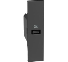 Розетка зарядное устройство USB тип - C 20 Вт/3000мА 1 модуль. Цвет Чёрный. Bticino серия Living Now. K4192C+KG11C